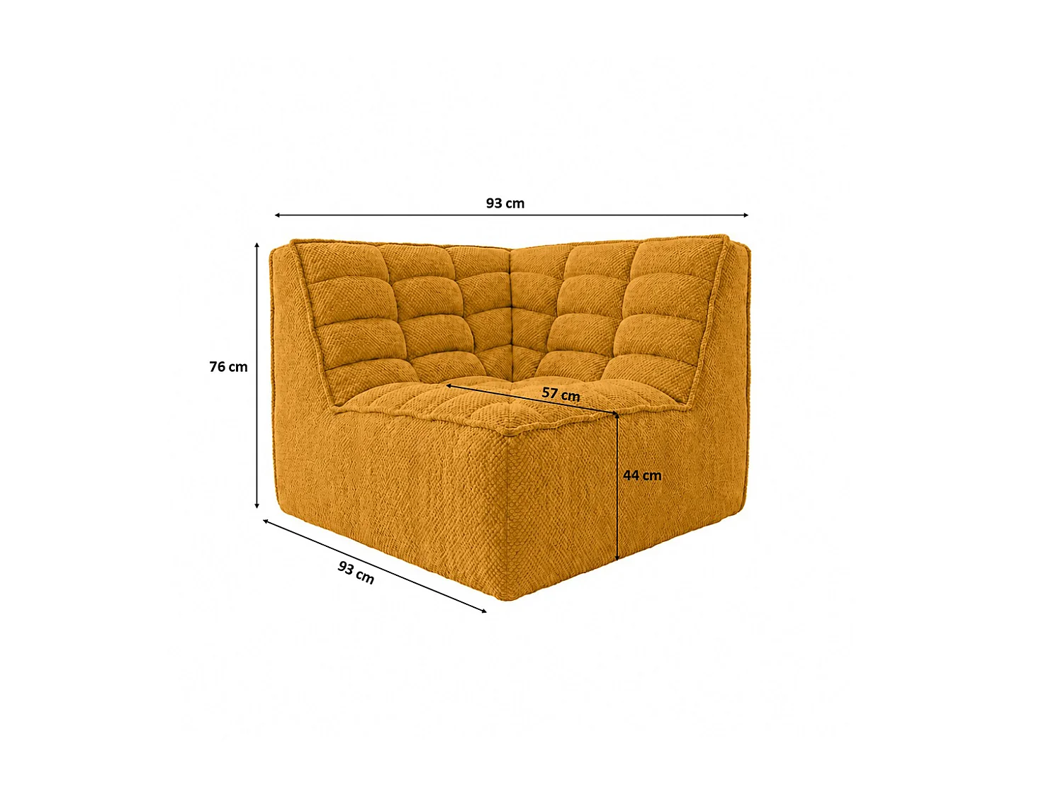 Module d’angle, module, tissu peluche Pop, moutarde, LAZY