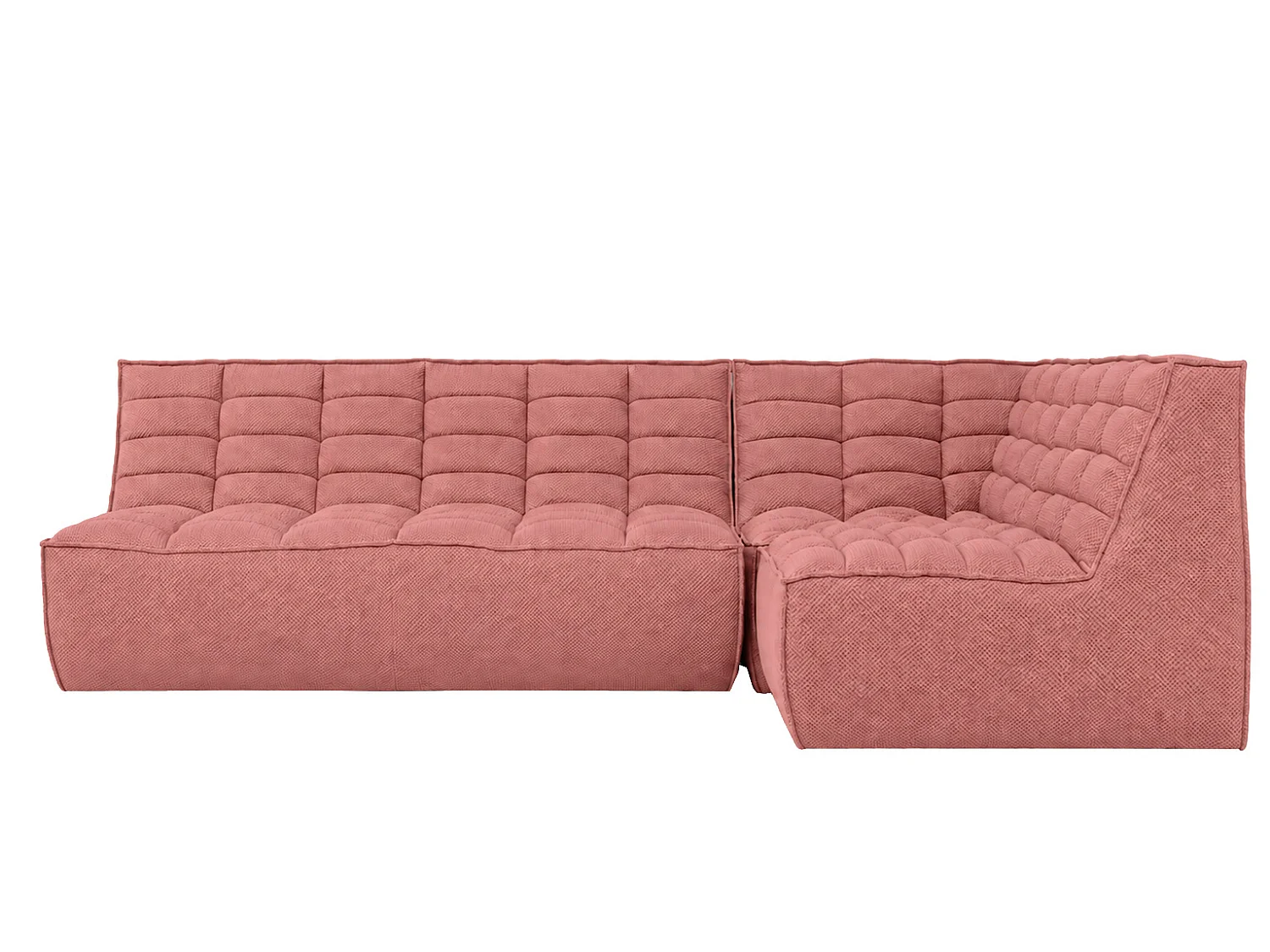 Canapé d’angle modulable en L, tissu peluche Pop, rose, droite, LAZY L mini