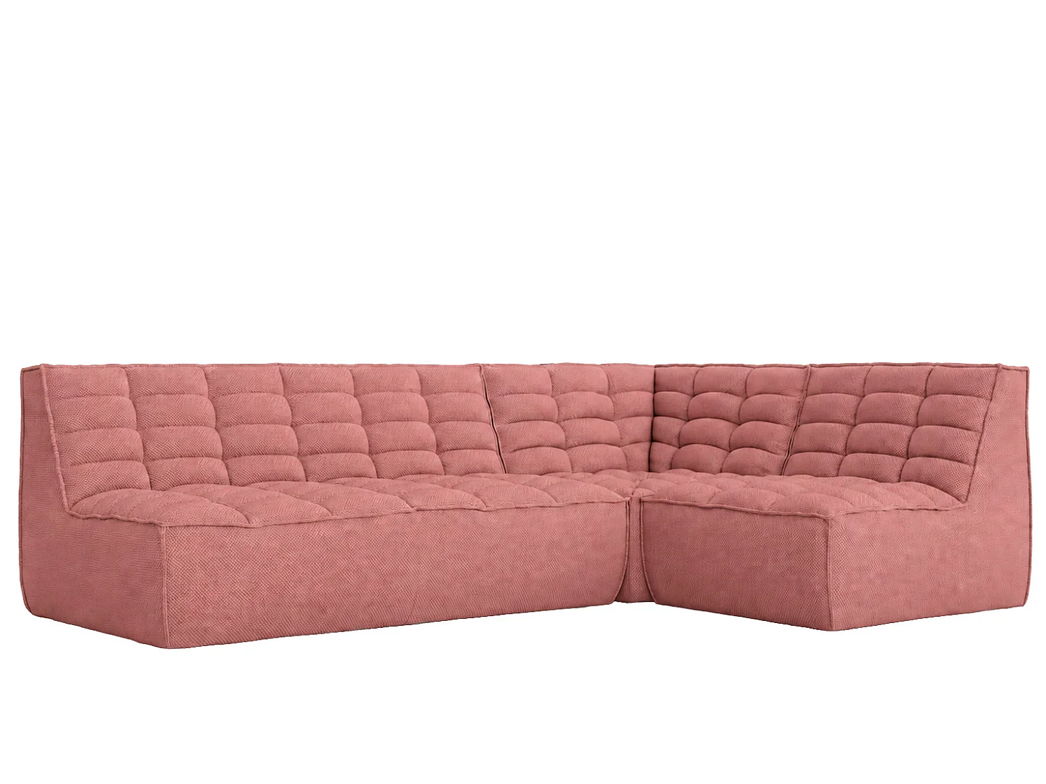 Canapé d’angle modulable en L, tissu peluche Pop, rose, droite, LAZY L mini