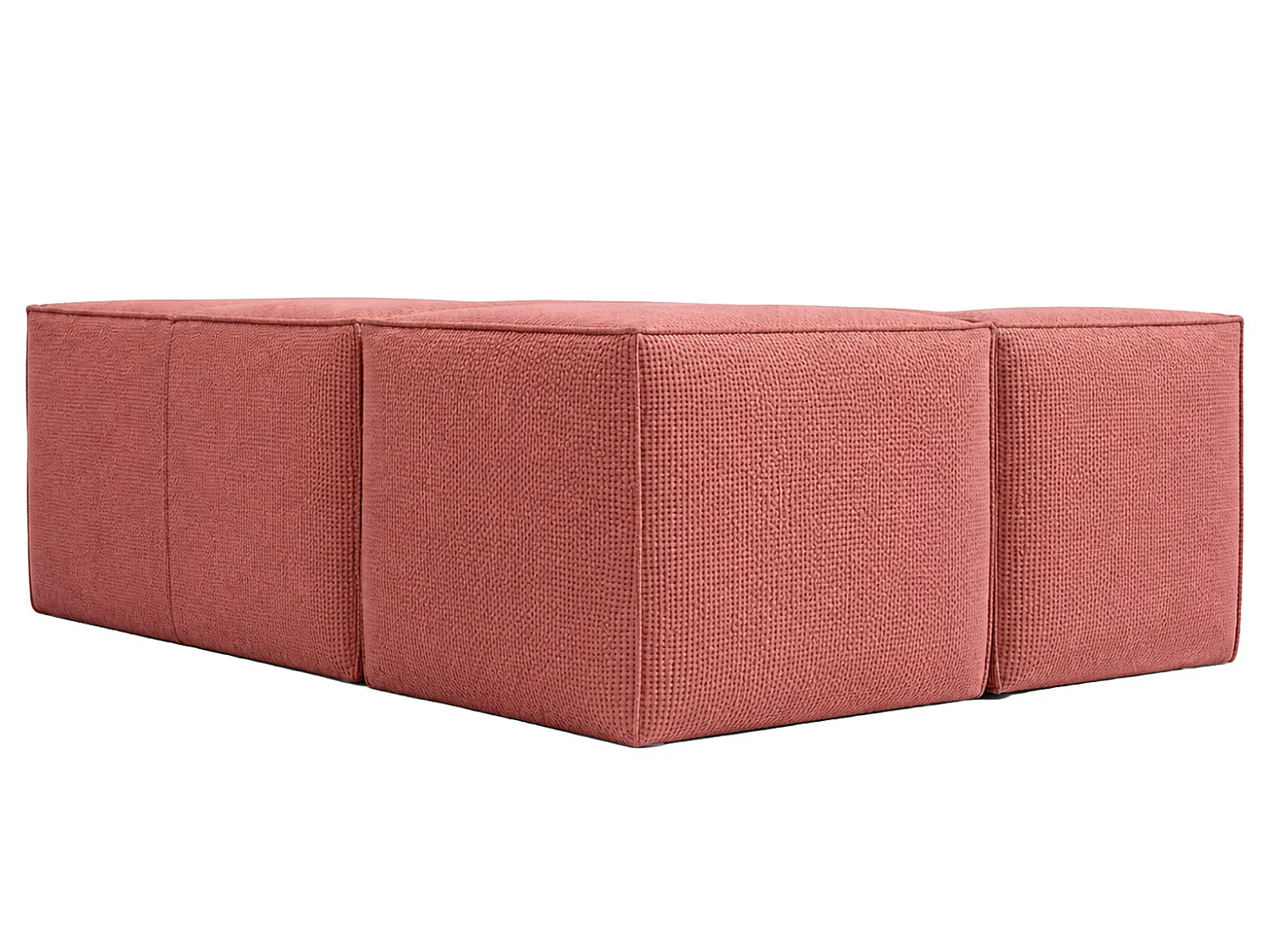 Canapé d’angle modulable en L, tissu peluche Pop, rose, droite, LAZY L mini
