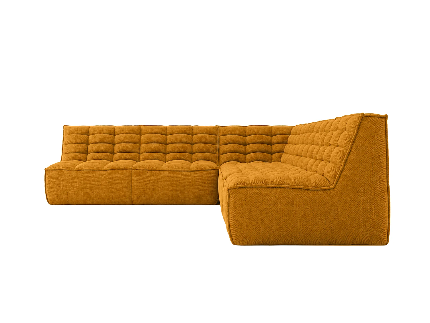 Canapé d’angle modulable en L, tissu peluche Pop, moutarde, droite, LAZY L