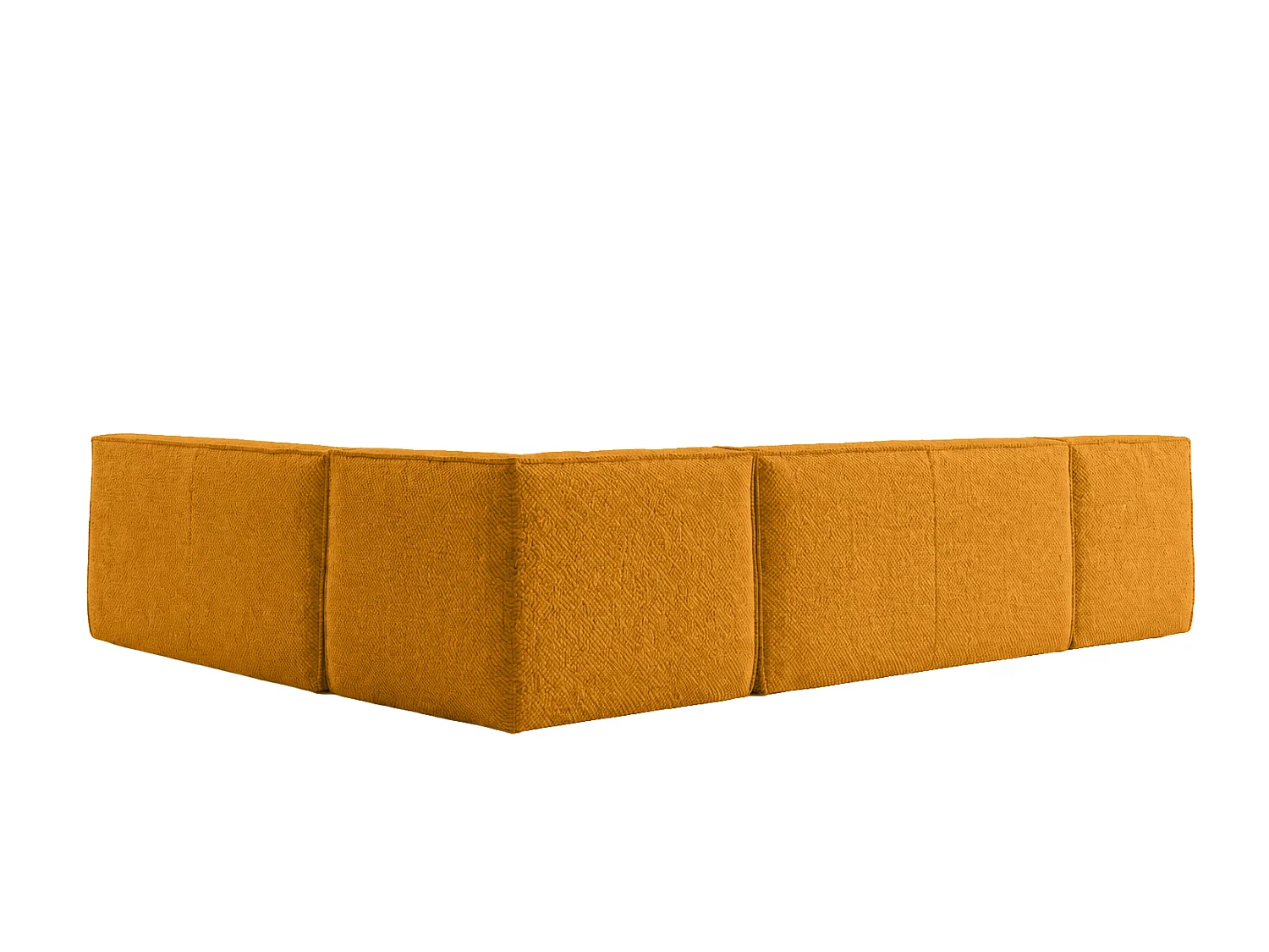 Canapé d’angle modulable en L, tissu peluche Pop, moutarde, droite, LAZY L