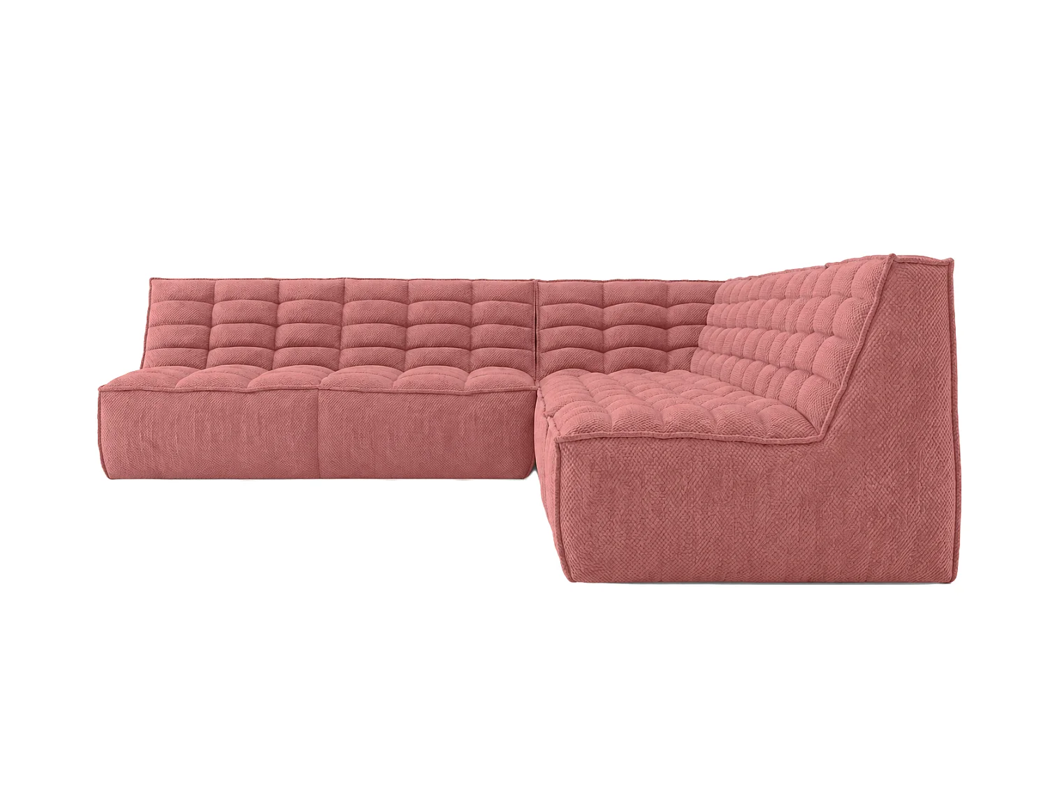 Canapé d’angle modulable en L, tissu peluche Pop, rose, droite, LAZY L