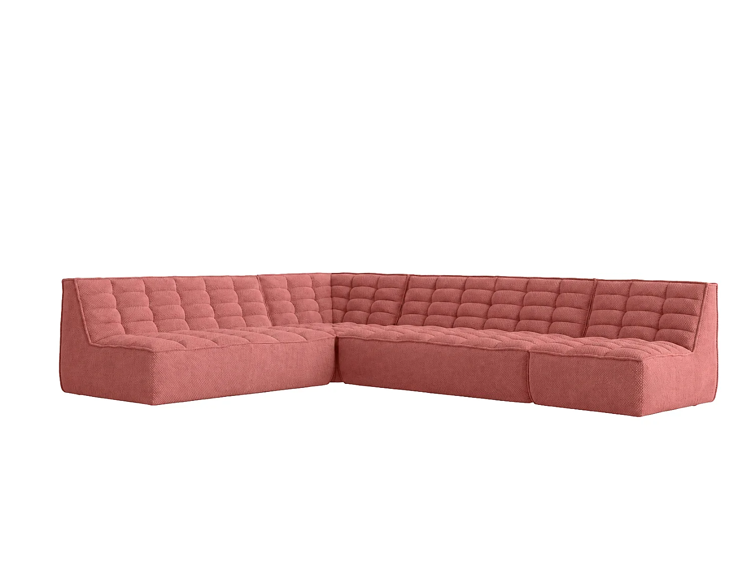 Canapé d’angle modulable en L, tissu peluche Pop, rose, droite, LAZY L