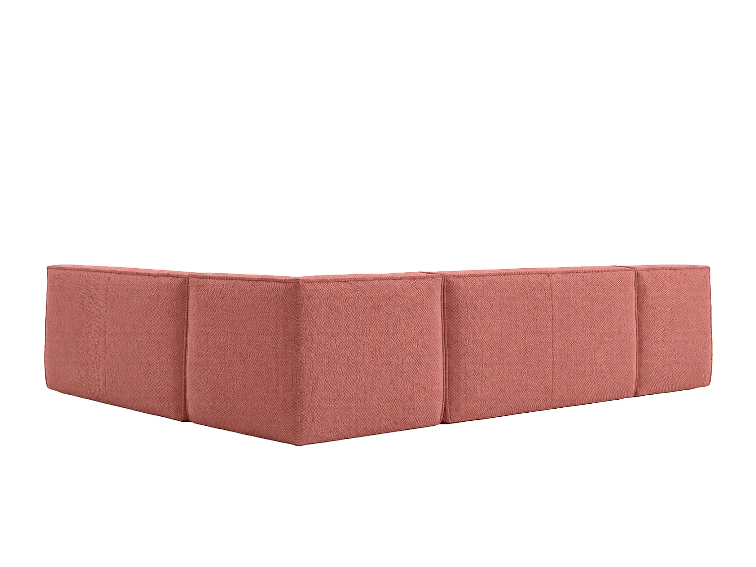 Canapé d’angle modulable en L, tissu peluche Pop, rose, droite, LAZY L