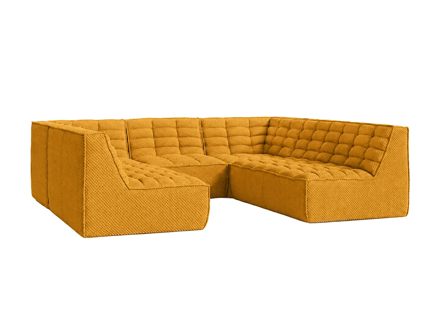 Canapé d’angle modulable Corner en U, tissu peluche Pop, moutarde, LAZY U CORNER