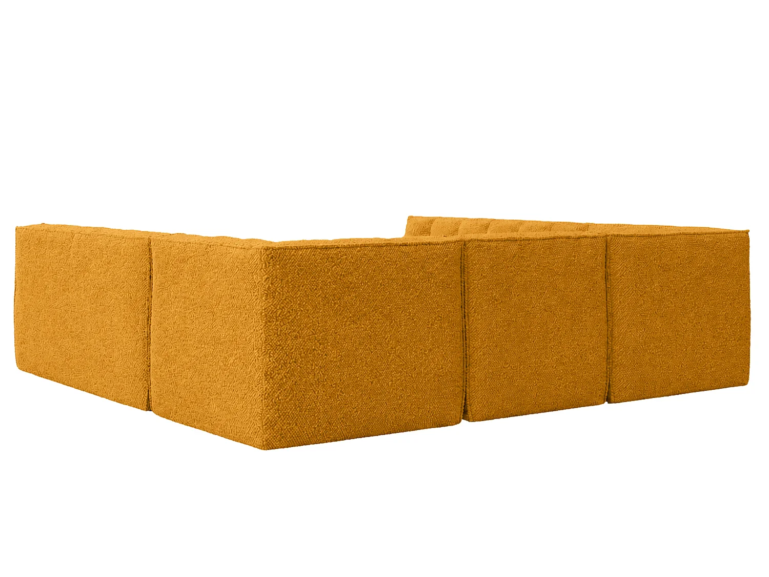 Canapé d’angle modulable Corner en U, tissu peluche Pop, moutarde, LAZY U CORNER