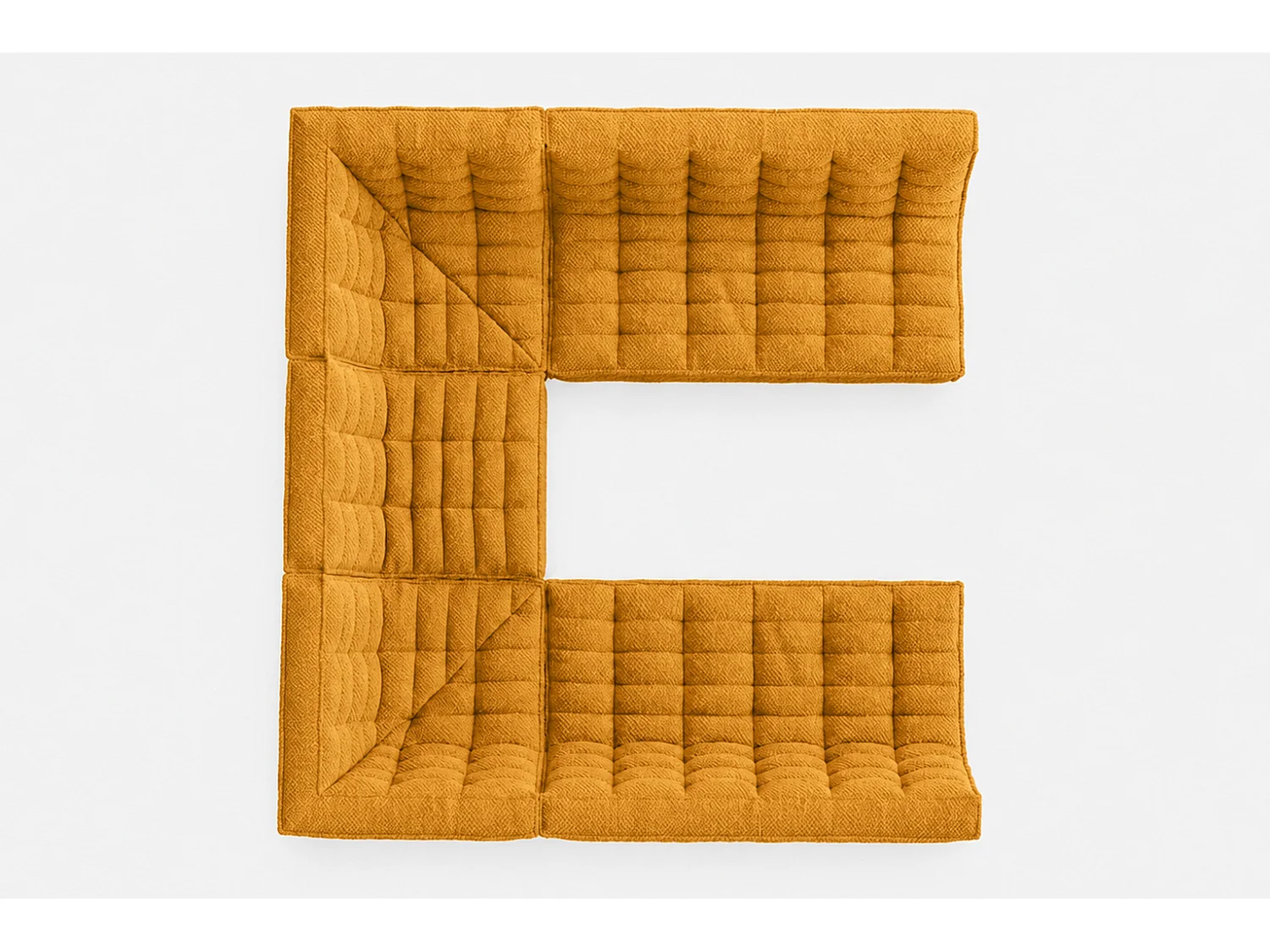 Canapé d’angle modulable Corner en U, tissu peluche Pop, moutarde, LAZY U CORNER