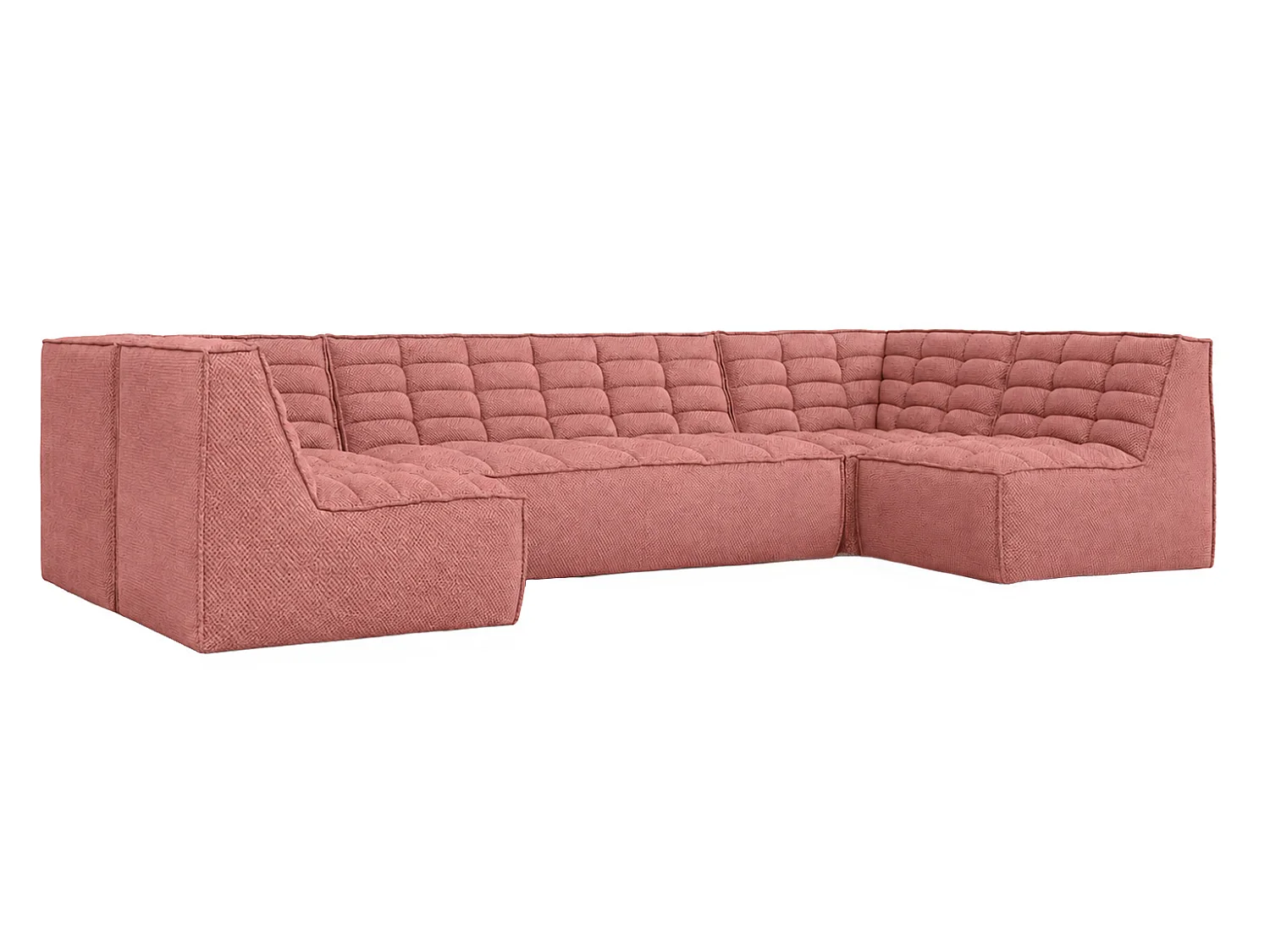 Canapé d’angle modulable en U, tissu peluche Pop, rose, LAZY U