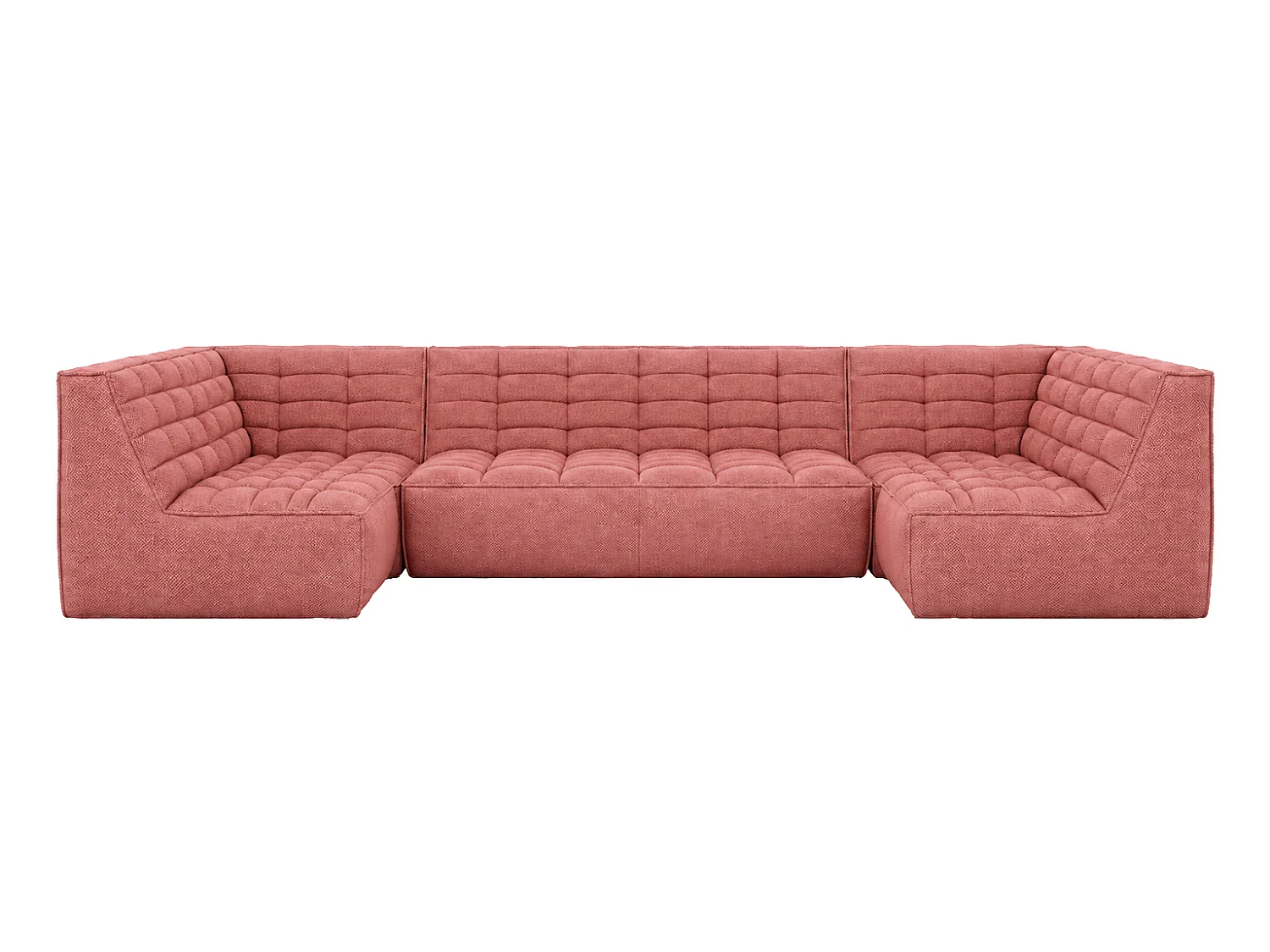 Canapé d’angle modulable en U, tissu peluche Pop, rose, LAZY U