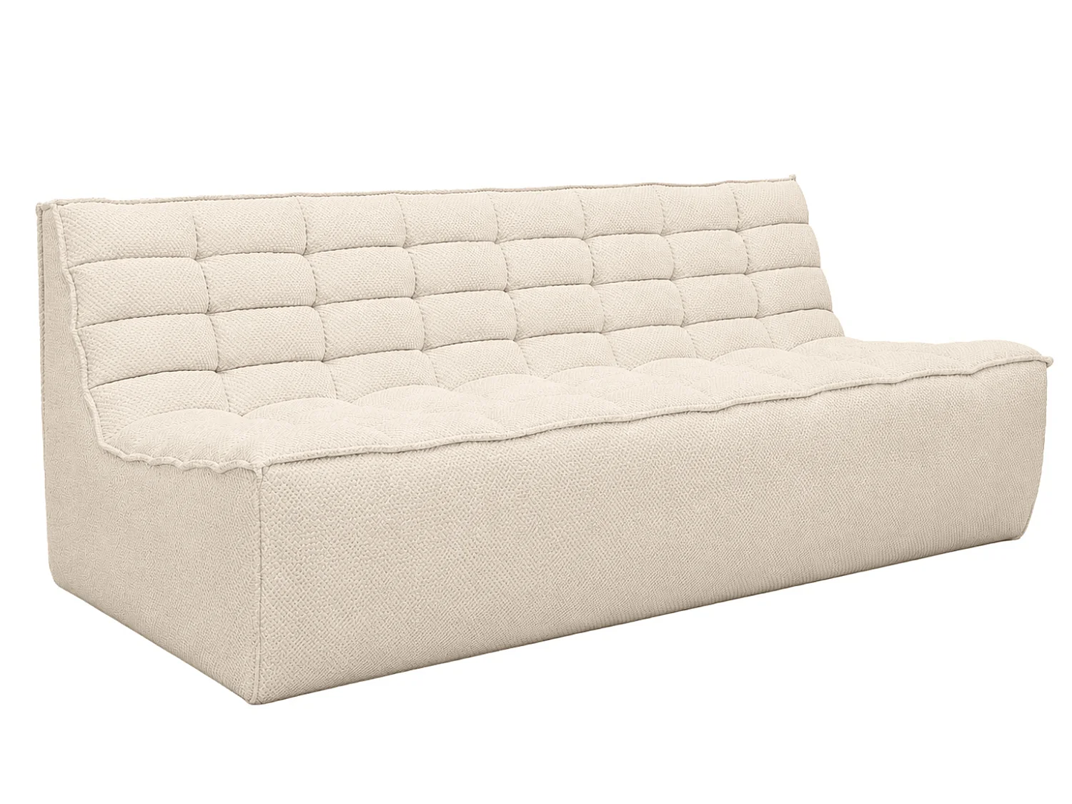 Canapé 3 places modulable, tissu peluche Pop, crème, LAZY