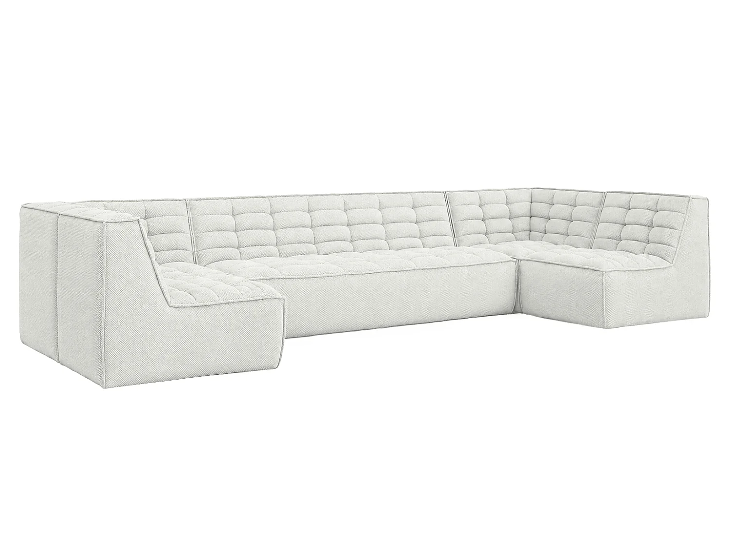 Canapé d’angle modulable en U, tissu peluche Pop, blanc glacé, LAZY U Medium