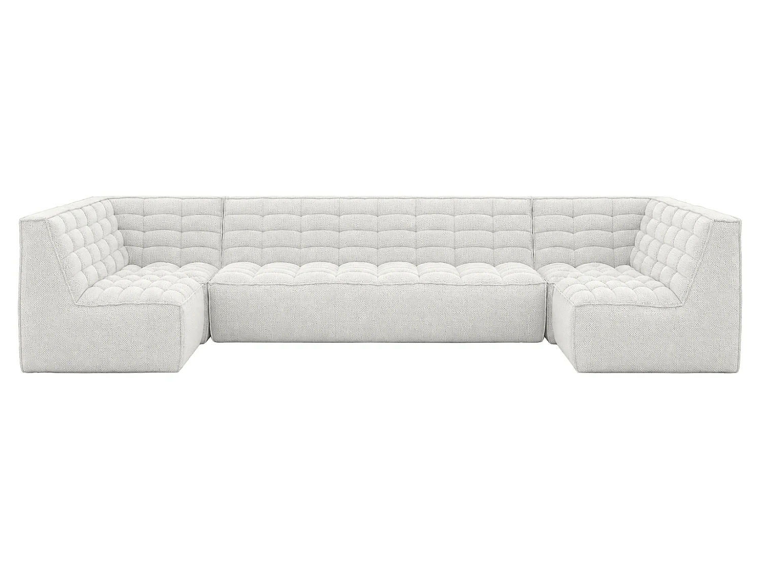 Canapé d’angle modulable en U, tissu peluche Pop, blanc glacé, LAZY U Medium