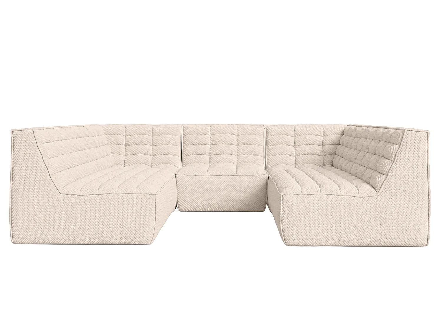 Canapé d’angle modulable Corner en U, tissu peluche Pop, crème, LAZY U CORNER