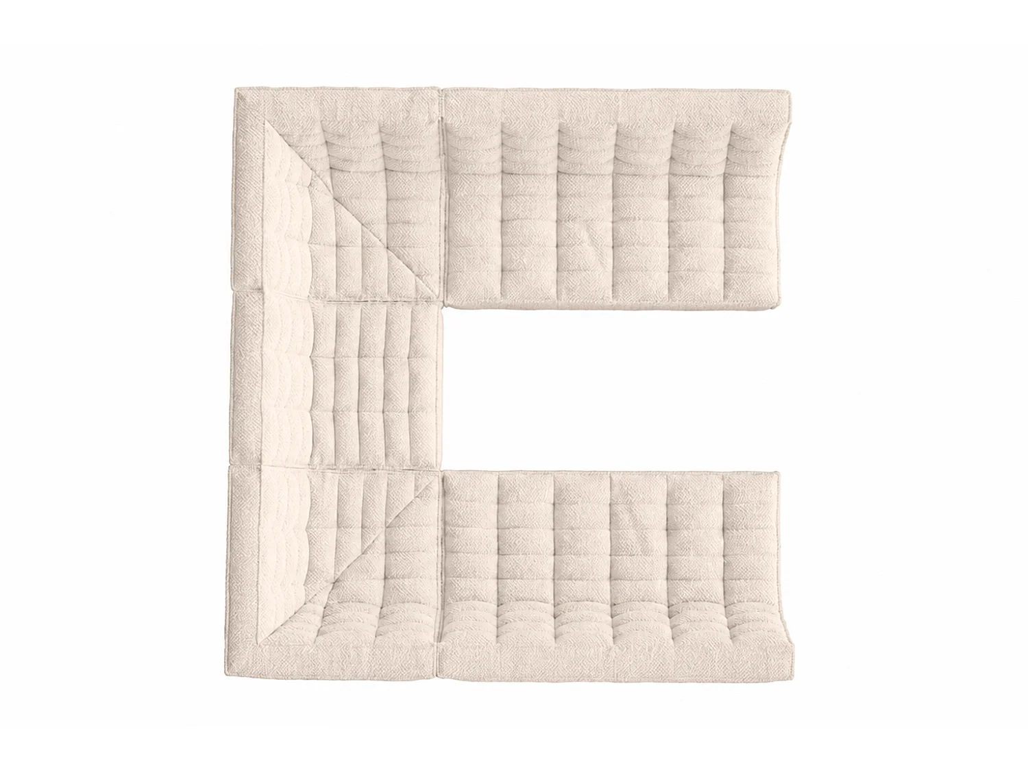 Canapé d’angle modulable Corner en U, tissu peluche Pop, crème, LAZY U CORNER