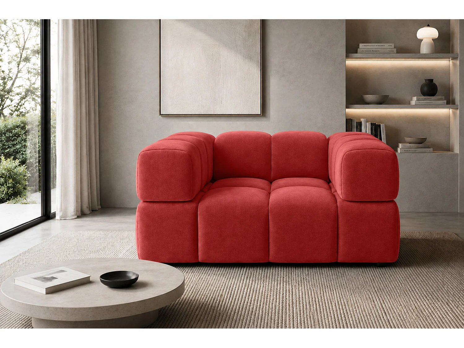 Fauteuil, tissu velours Bluvel, rouge vin, Averro