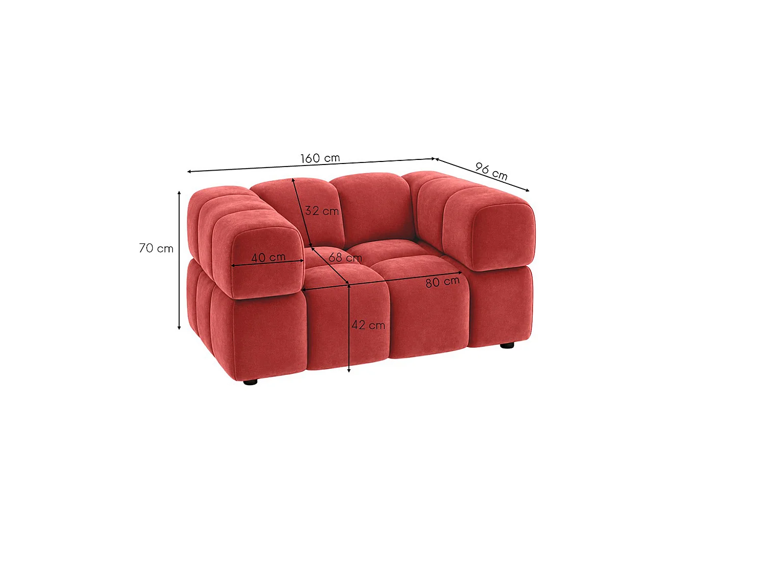 Fauteuil, tissu velours Bluvel, rouge vin, Averro