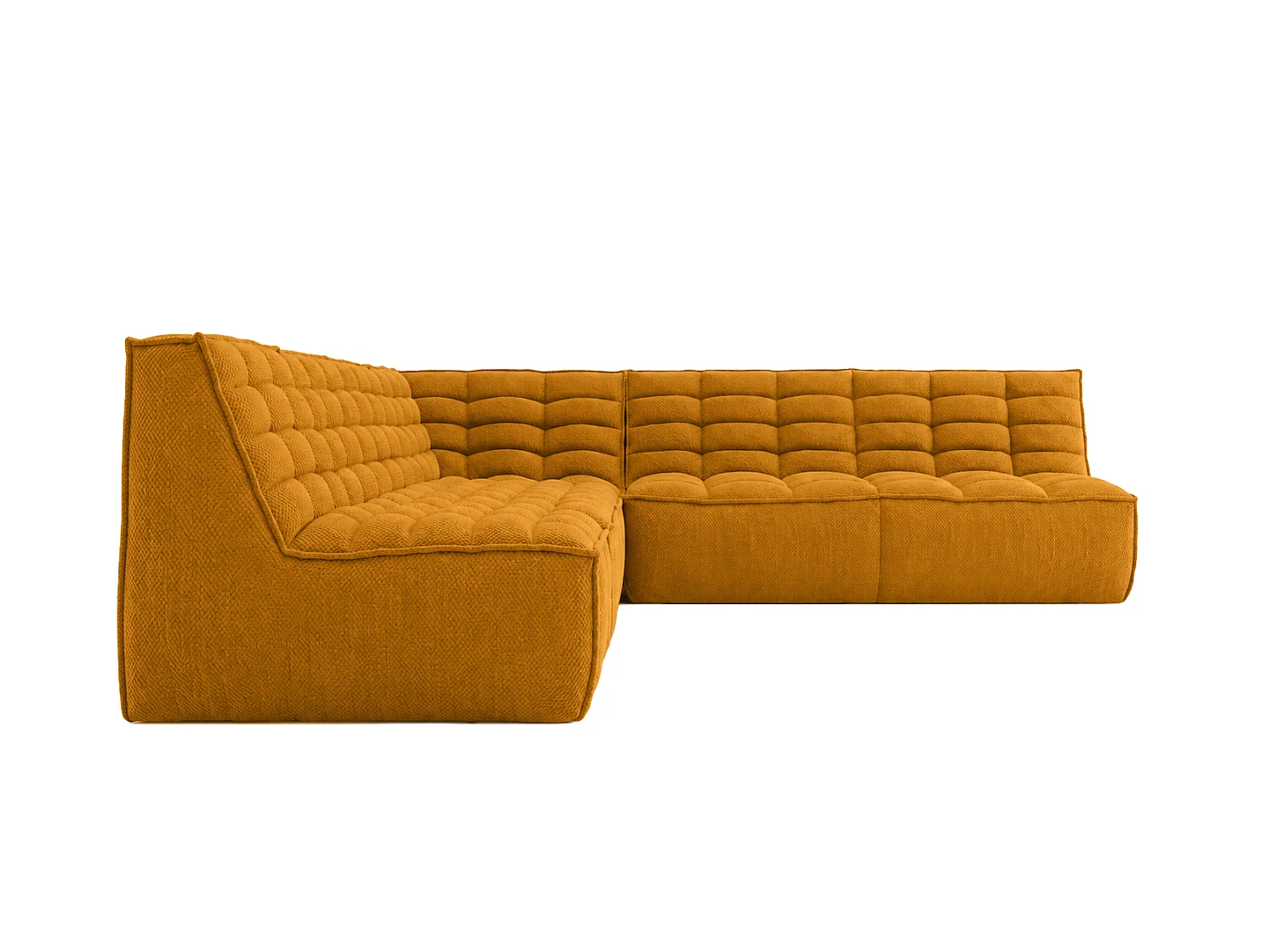 Canapé d’angle modulable en L, tissu peluche Pop, moutarde, gauche, LAZY L