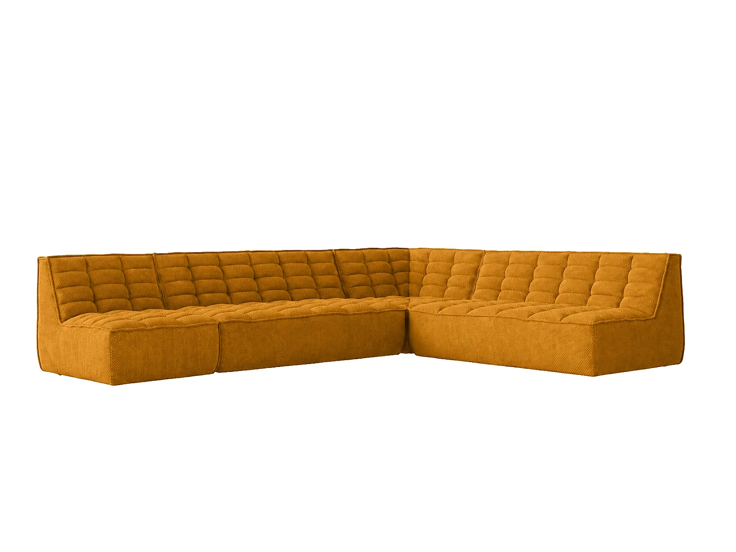 Canapé d’angle modulable en L, tissu peluche Pop, moutarde, gauche, LAZY L