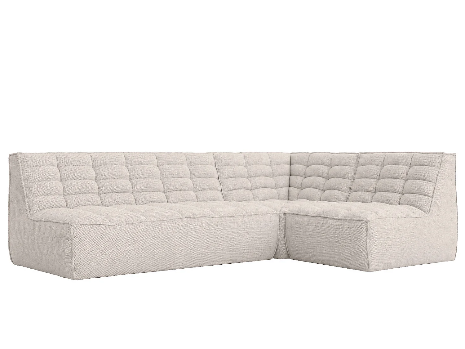 Canapé d’angle modulable en L, tissu peluche Pop, beige, droite, LAZY L mini