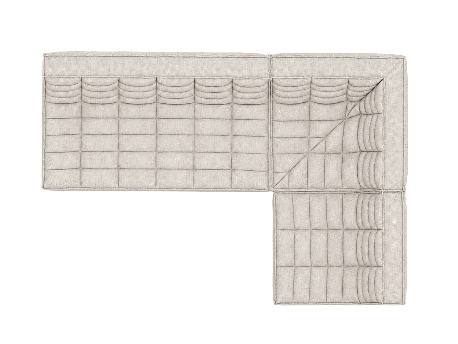 Canapé d’angle modulable en L, tissu peluche Pop, beige, droite, LAZY L mini