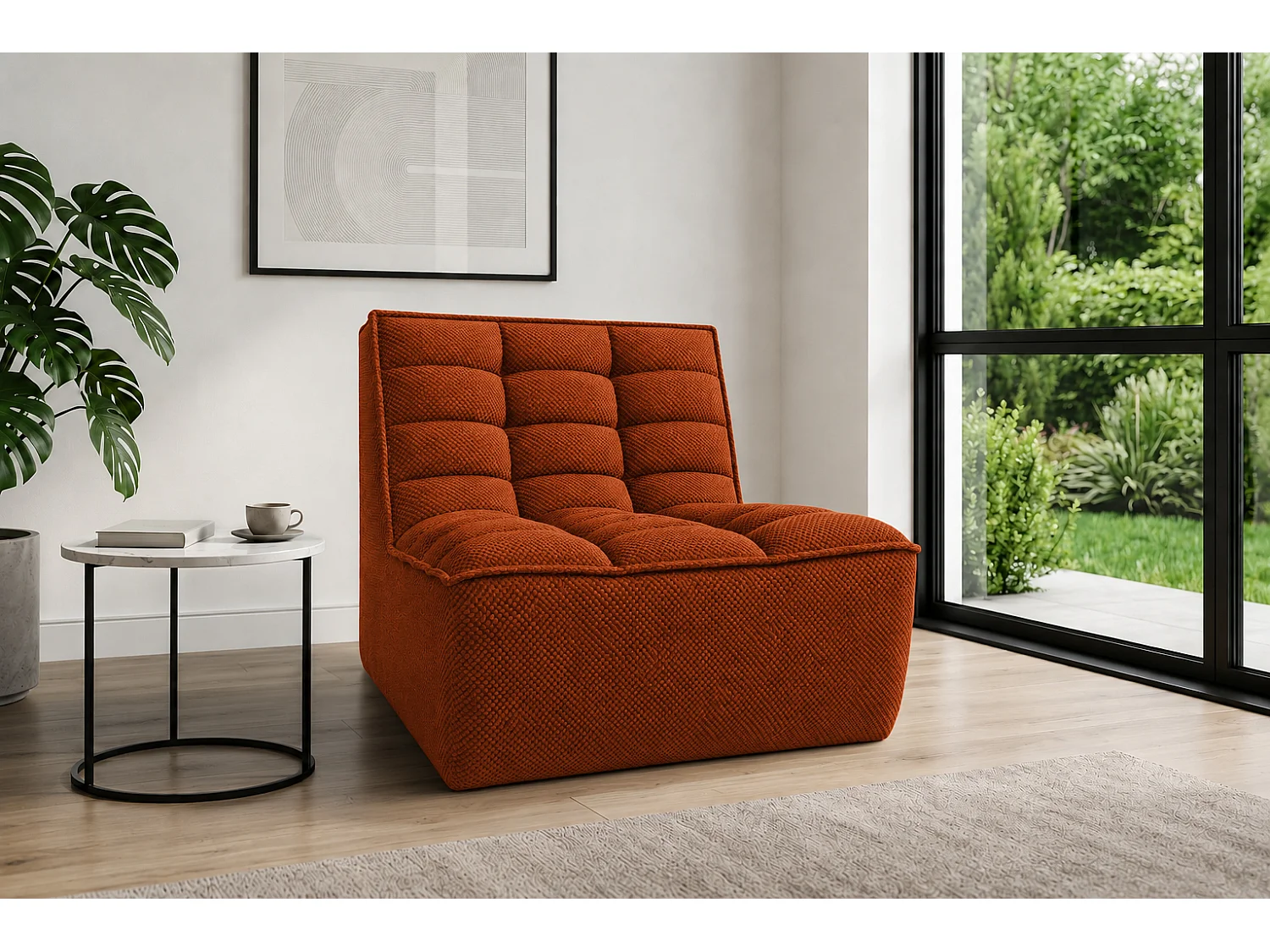 Fauteuil, fauteuil lounge, tissu peluche Pop, cuivre, LAZY