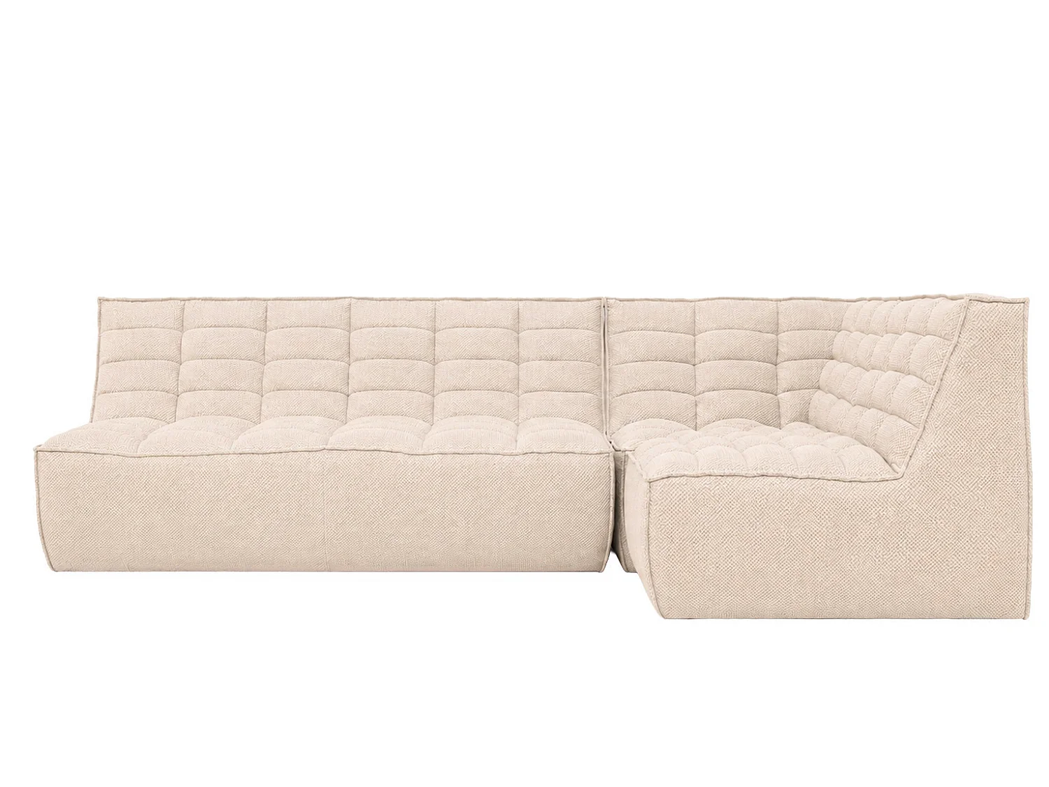 Canapé d’angle modulable en L, tissu peluche Pop, crème, droite, LAZY L mini