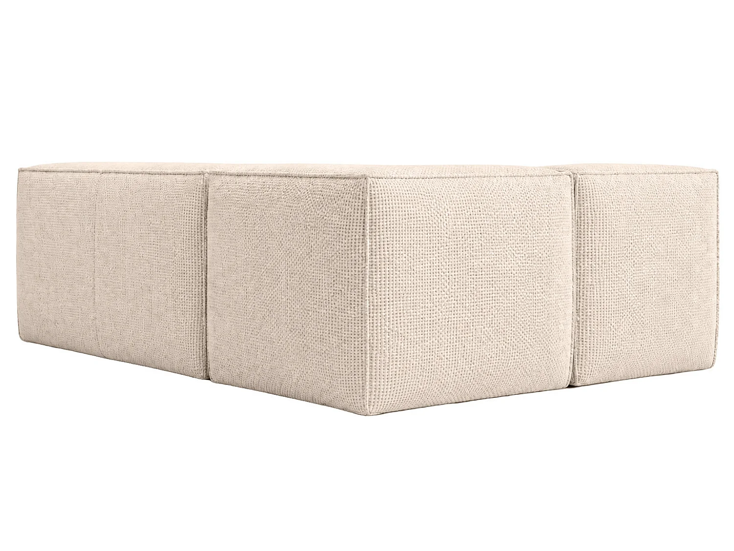 Canapé d’angle modulable en L, tissu peluche Pop, crème, droite, LAZY L mini