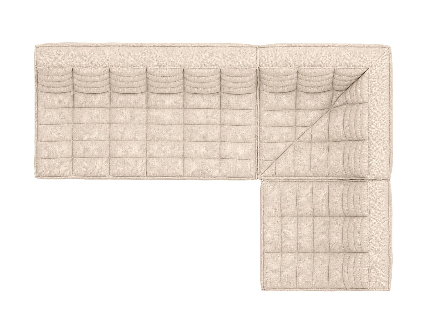 Canapé d’angle modulable en L, tissu peluche Pop, crème, droite, LAZY L mini