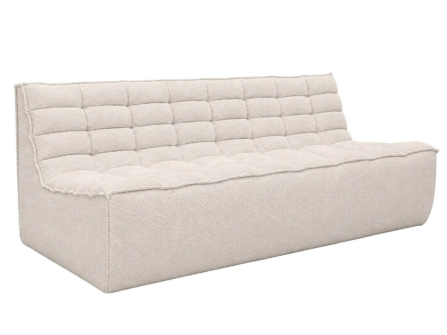 Canapé 3 places modulable, tissu peluche Pop, beige, LAZY