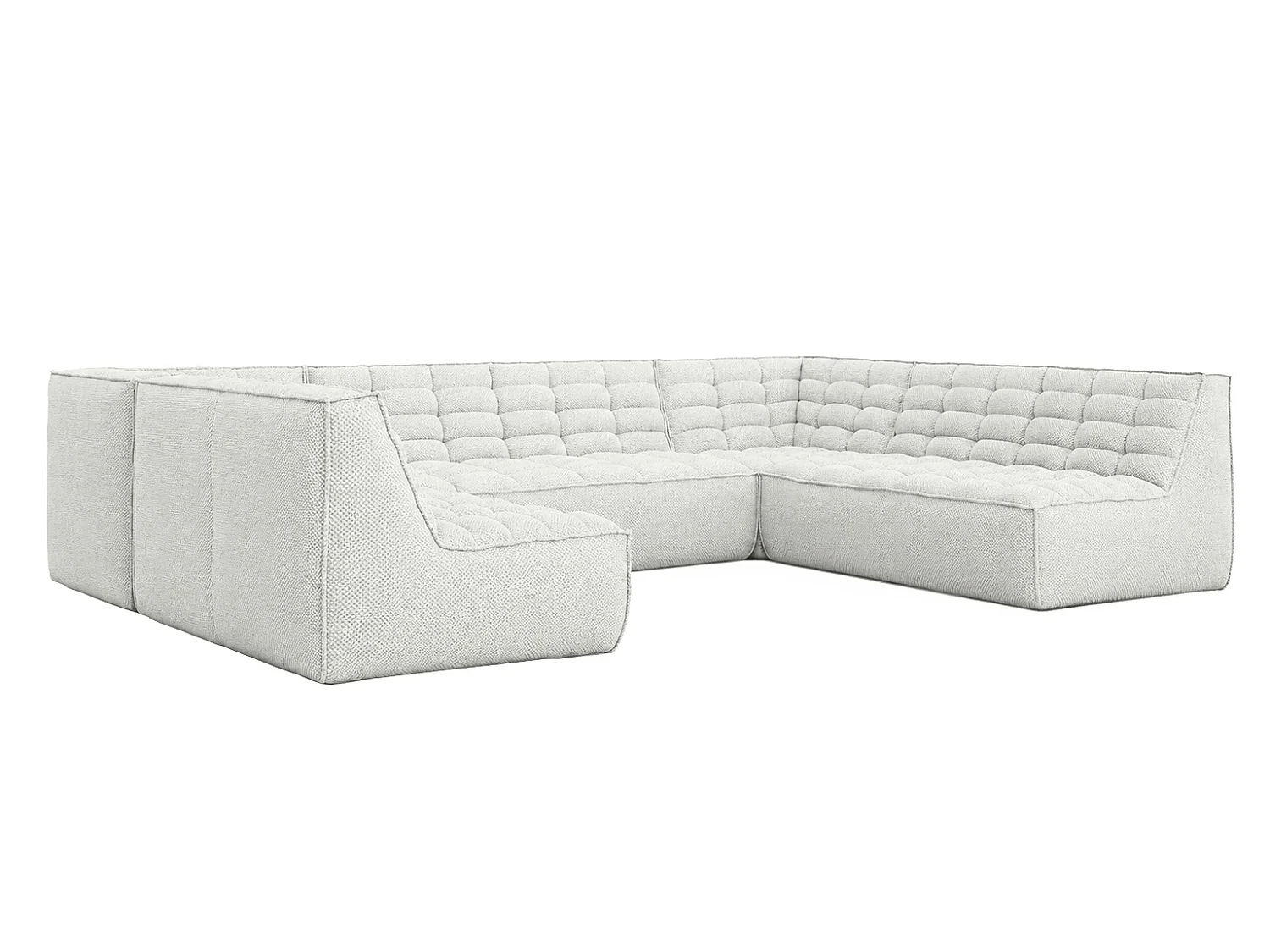 Canapé d’angle modulable U XL en U, tissu peluche Pop, blanc glacé, LAZY U XL