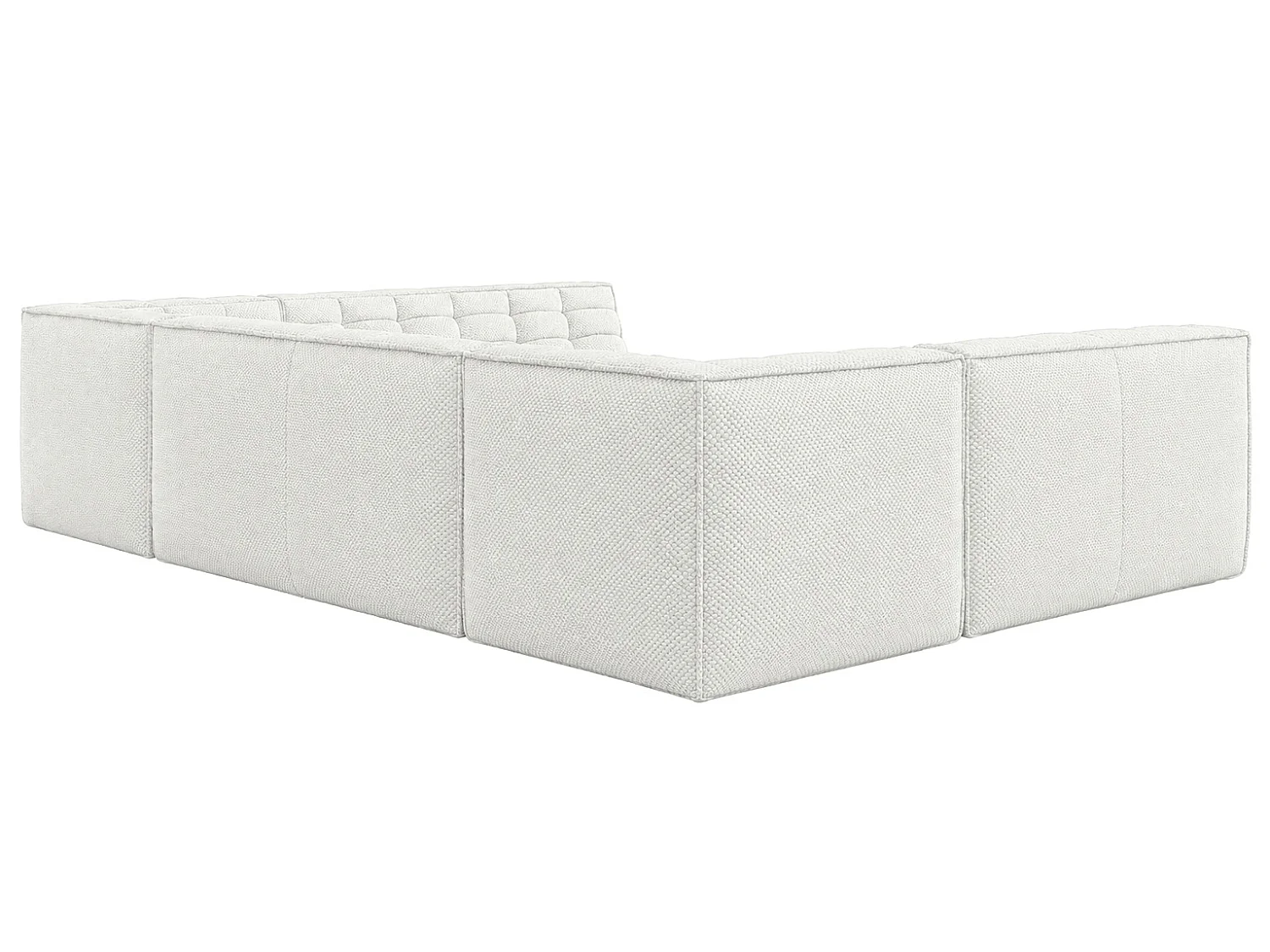 Canapé d’angle modulable U XL en U, tissu peluche Pop, blanc glacé, LAZY U XL