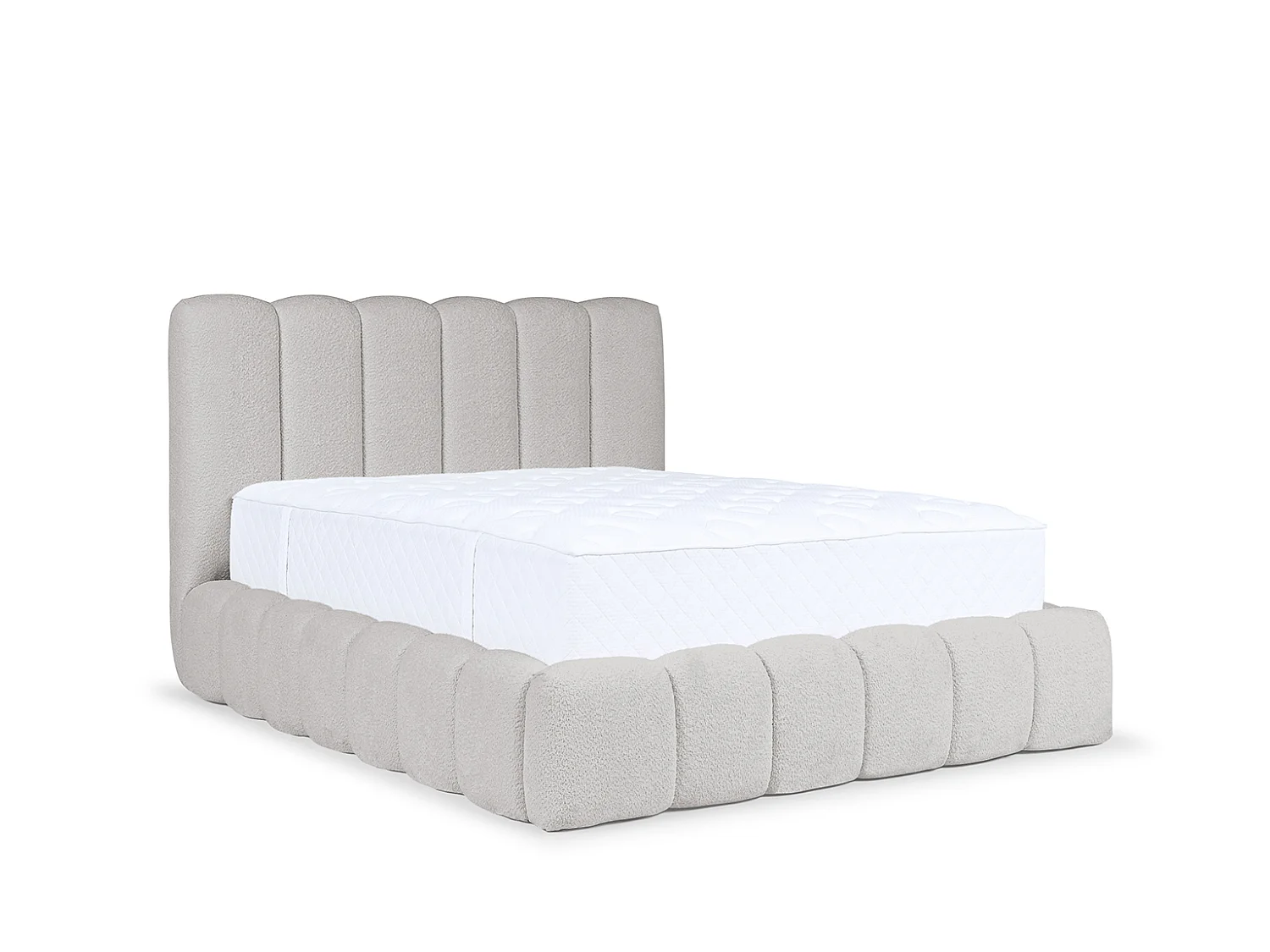 Lit rembourré avec coffre de rangement, tissu chenille Catch Me, gris cendré, 200x200 cm, CANDE