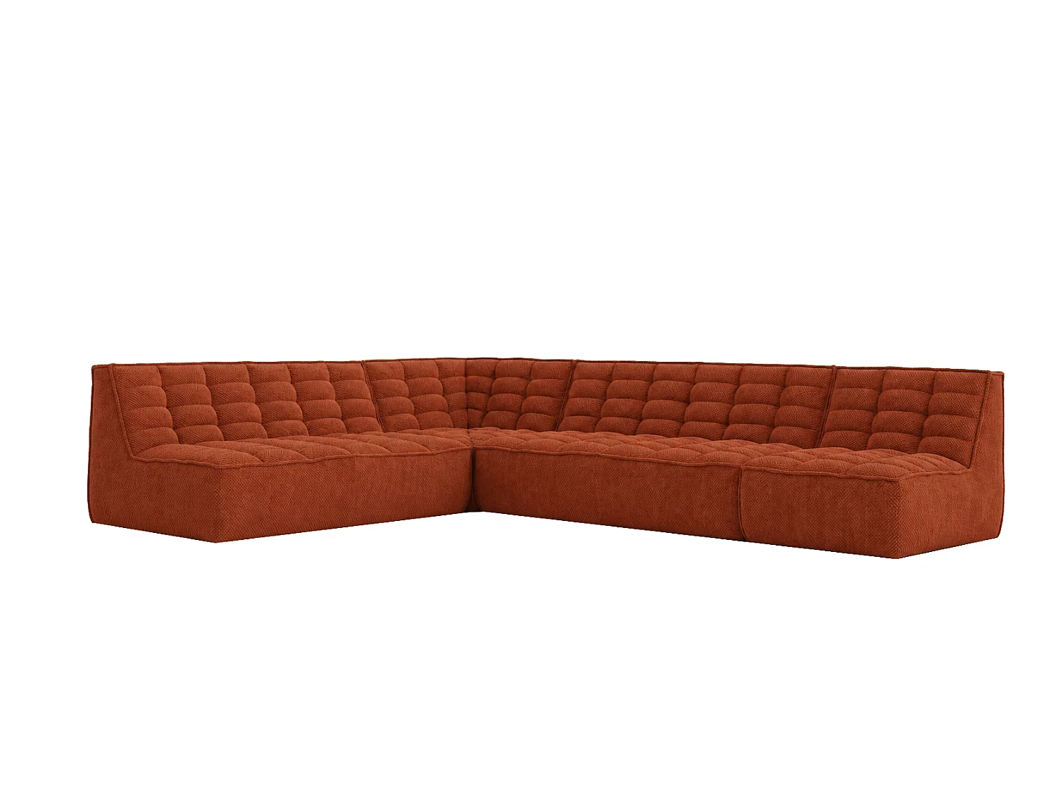 Canapé d’angle modulable en L, tissu peluche Pop, cuivre, droite, LAZY L