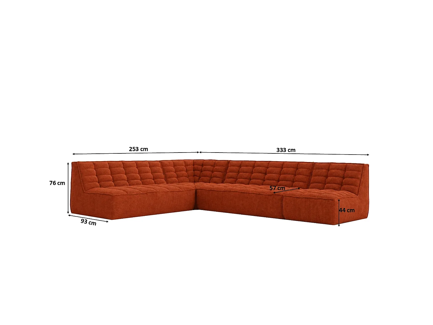 Canapé d’angle modulable en L, tissu peluche Pop, cuivre, droite, LAZY L