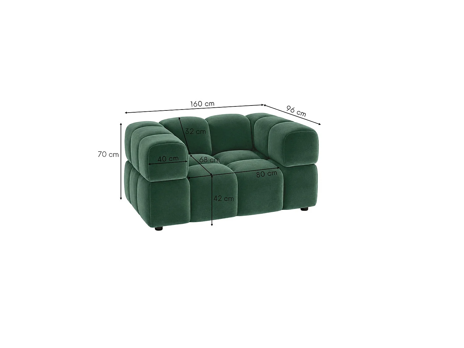 Fauteuil, tissu velours Bluvel, vert, Averro