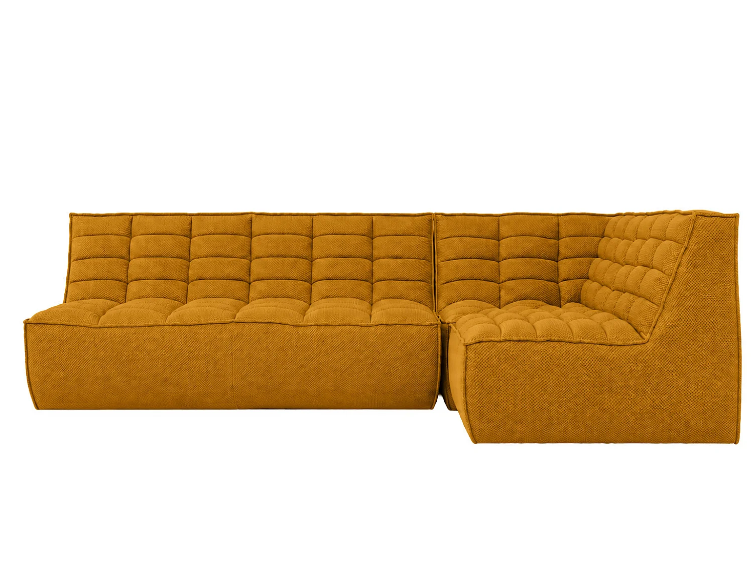 Canapé d’angle modulable en L, tissu peluche Pop, moutarde, droite, LAZY L mini