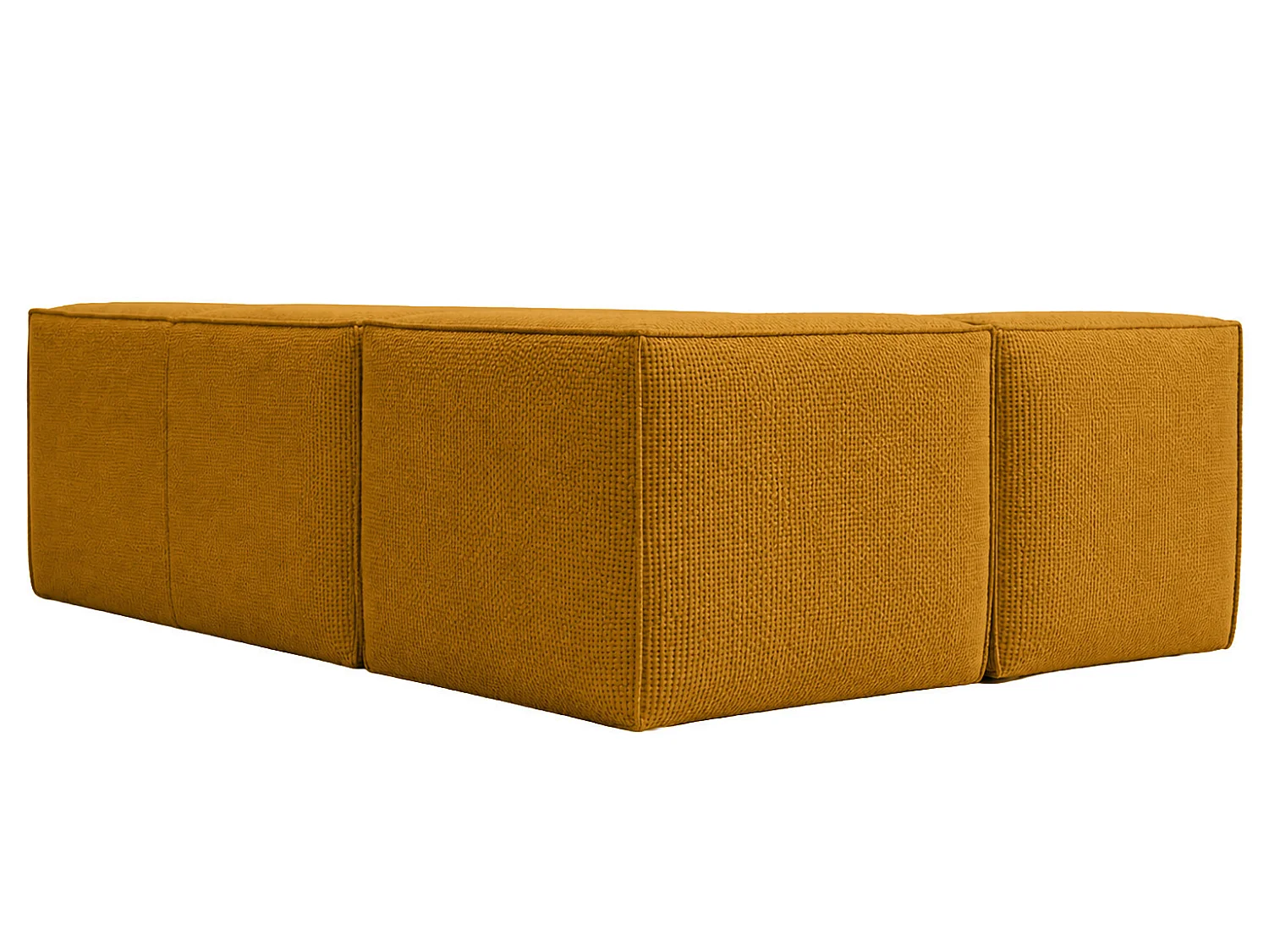 Canapé d’angle modulable en L, tissu peluche Pop, moutarde, droite, LAZY L mini