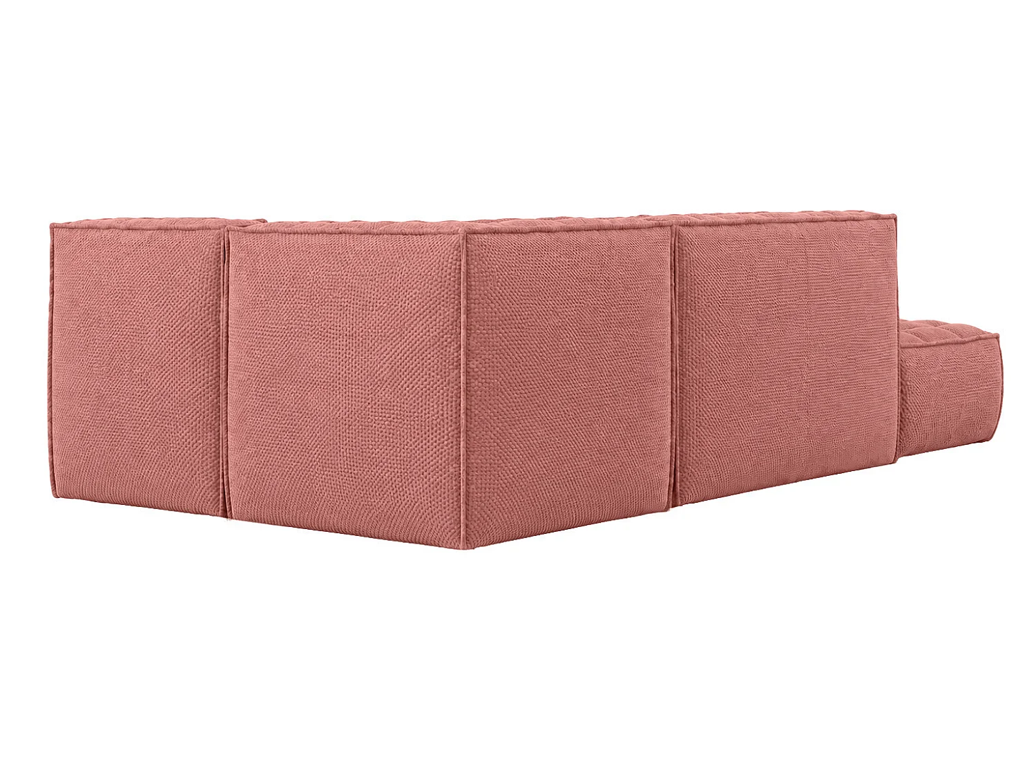 Canapé d’angle modulable en L avec pouf, tissu peluche Pop, rose, gauche, LAZY L avec pouf