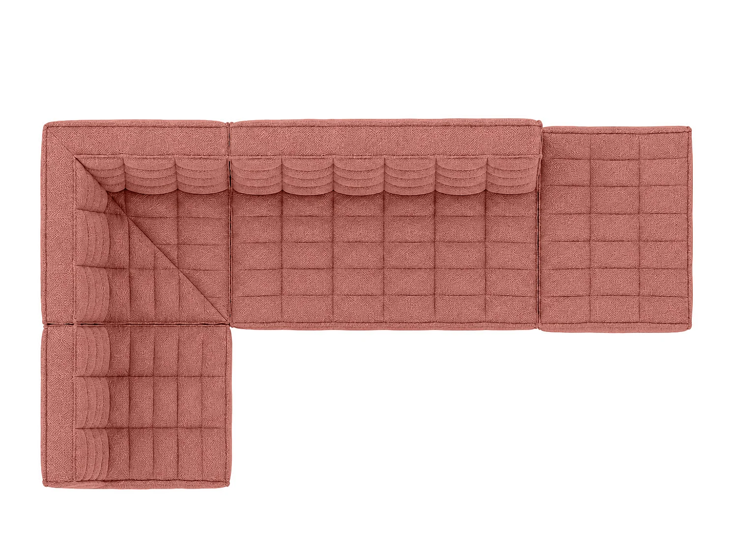 Canapé d’angle modulable en L avec pouf, tissu peluche Pop, rose, gauche, LAZY L avec pouf