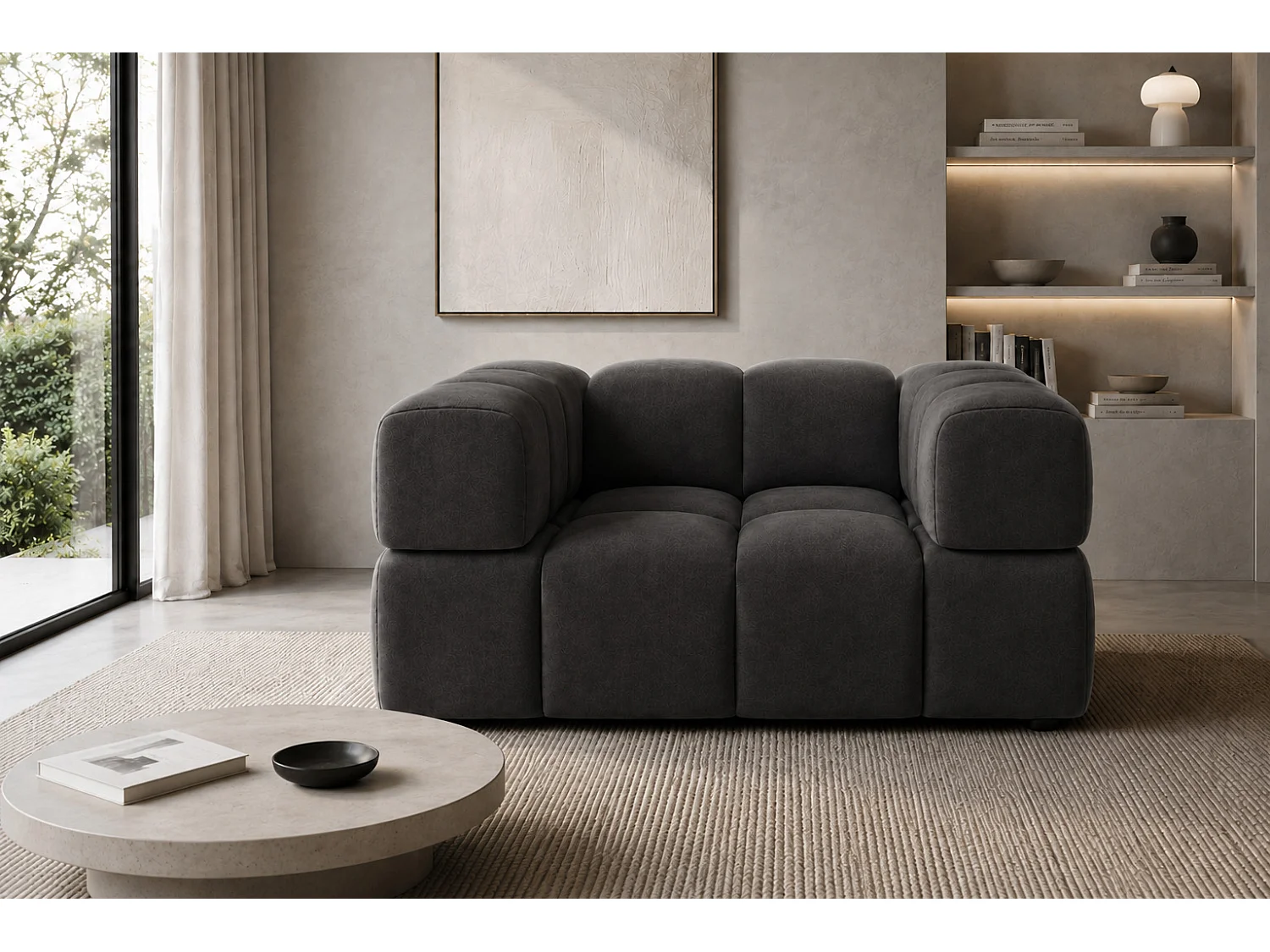 Fauteuil, tissu velours Bluvel, noir, Averro