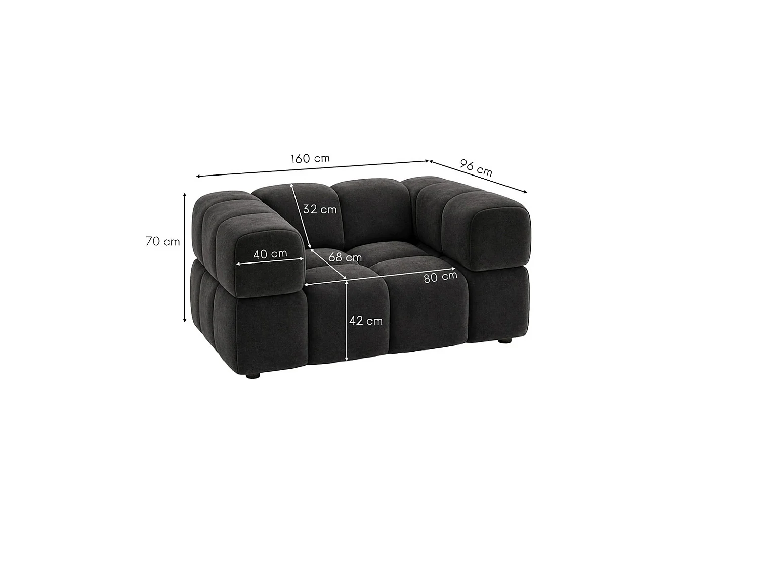 Fauteuil, tissu velours Bluvel, noir, Averro