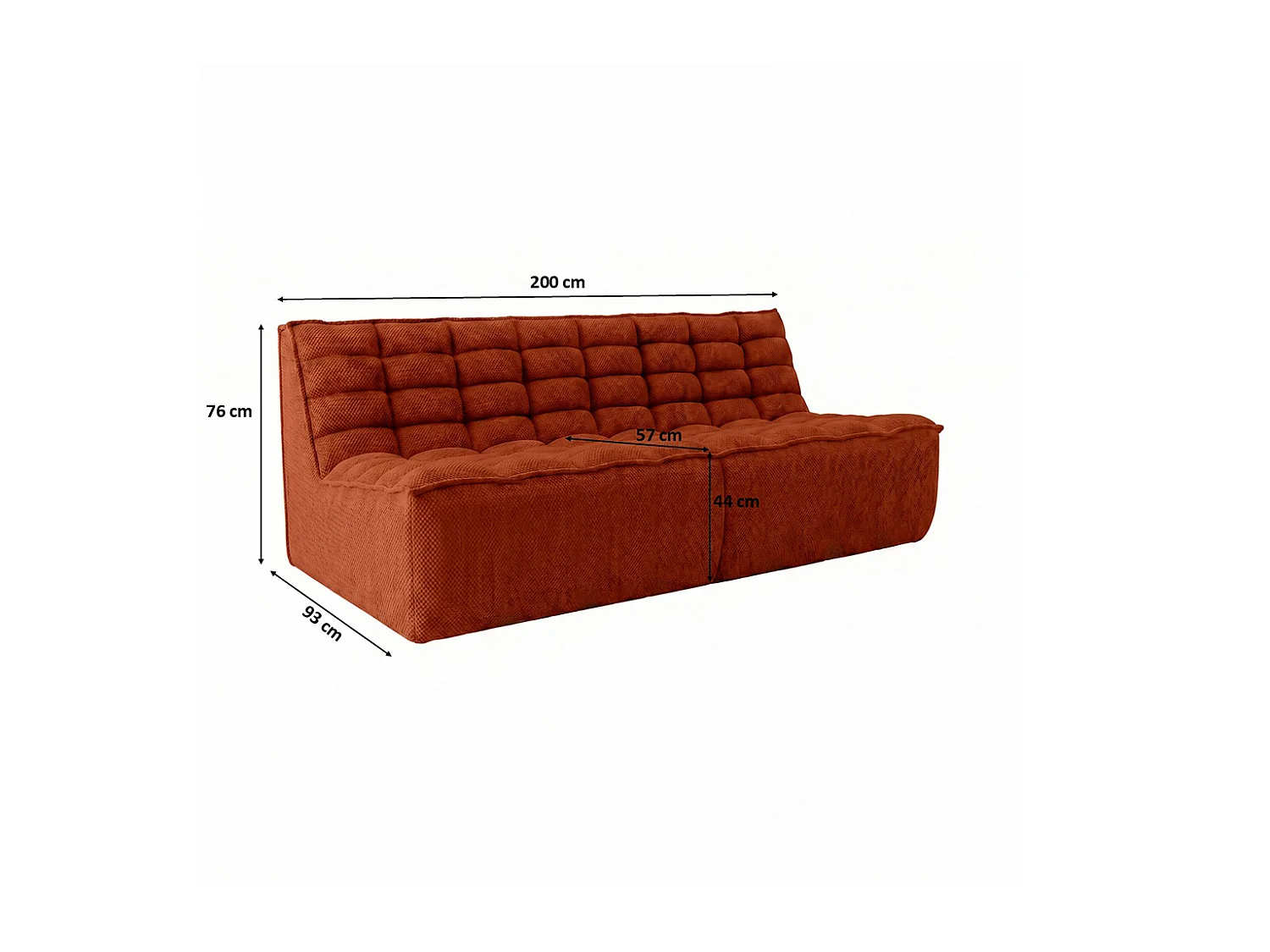 Canapé 3 places modulable, tissu peluche Pop, cuivre, LAZY