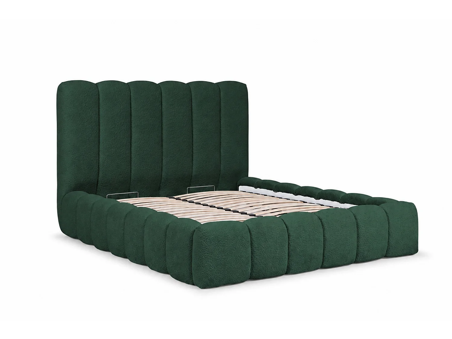 Lit rembourré avec coffre de rangement, tissu chenille Catch Me, vert, 180x200 cm, CANDE