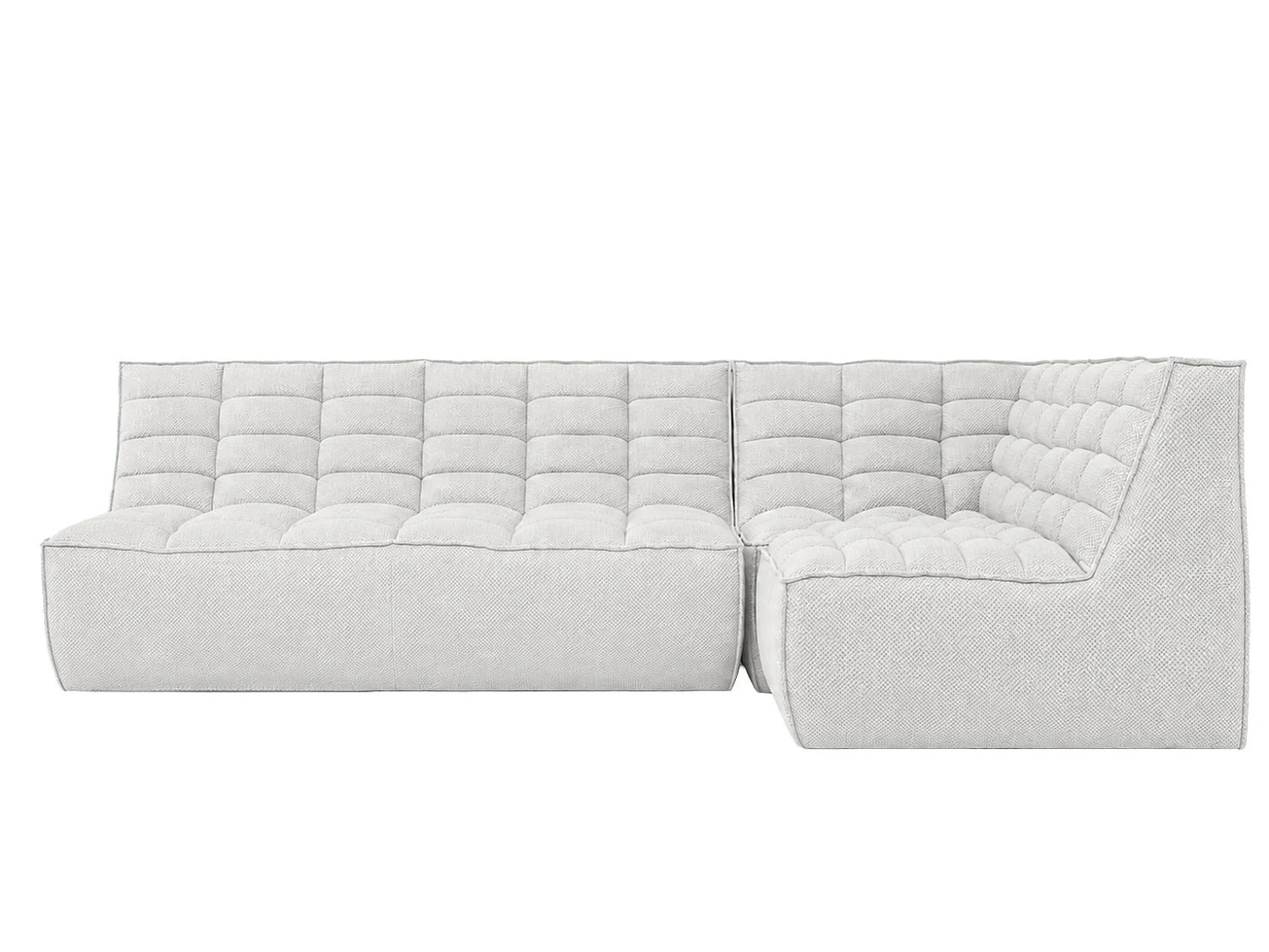 Canapé d’angle modulable en L, tissu peluche Pop, blanc glacé, droite, LAZY L mini