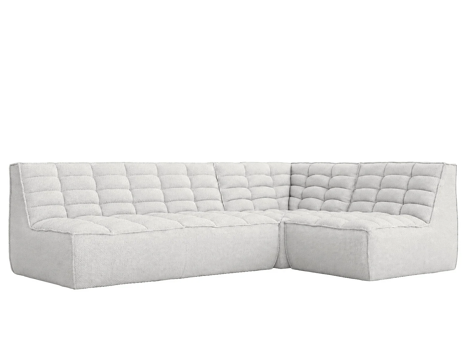 Canapé d’angle modulable en L, tissu peluche Pop, blanc glacé, droite, LAZY L mini