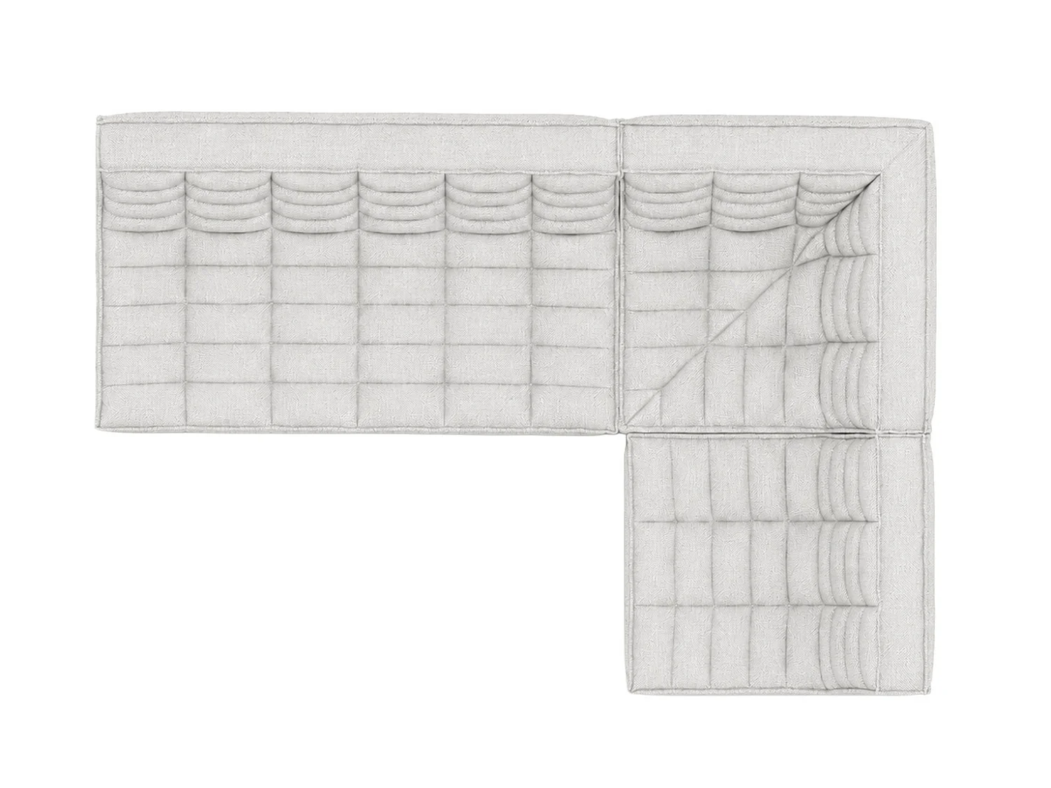 Canapé d’angle modulable en L, tissu peluche Pop, blanc glacé, droite, LAZY L mini