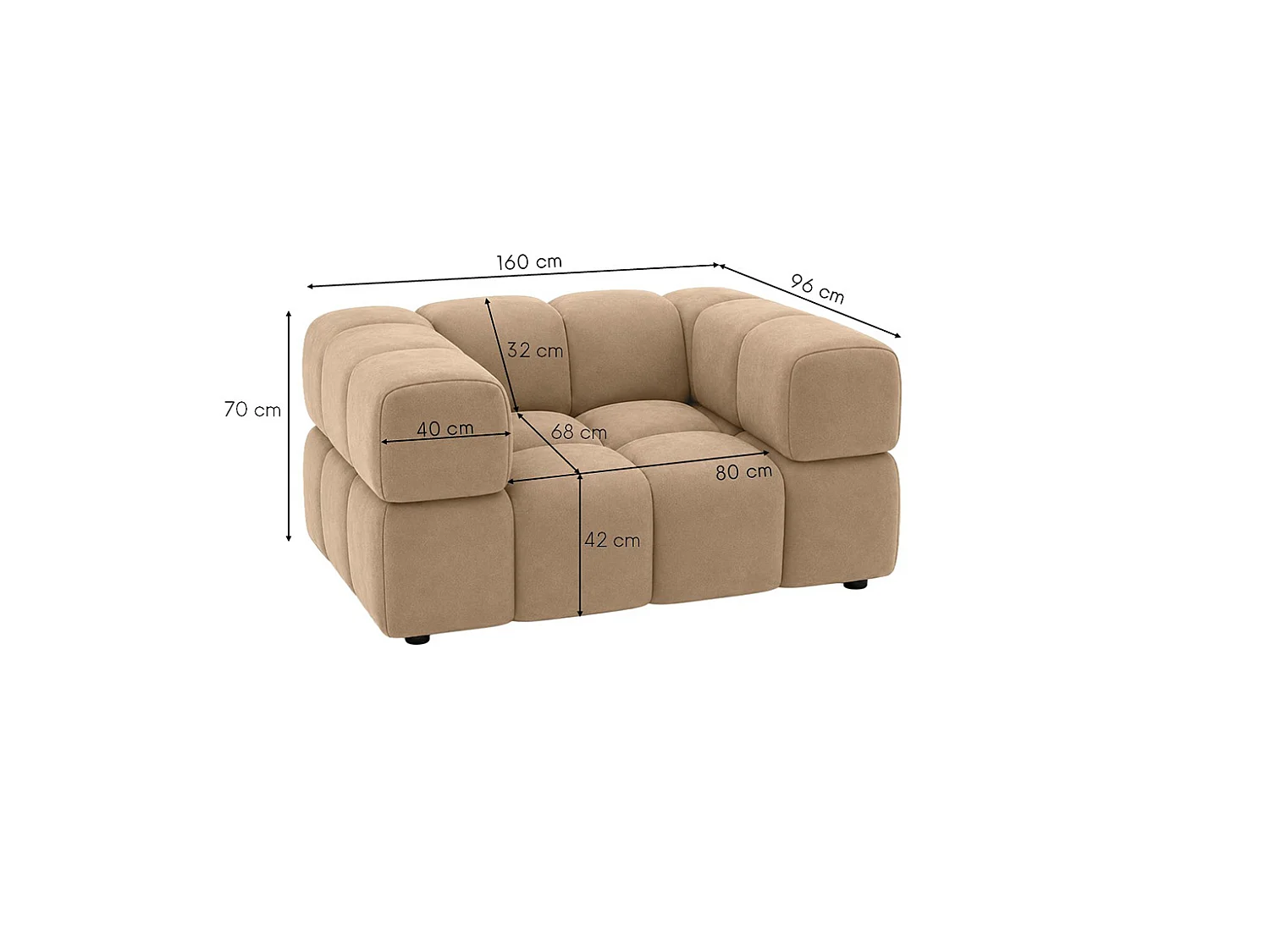 Fauteuil, tissu velours Bluvel, latte, Averro