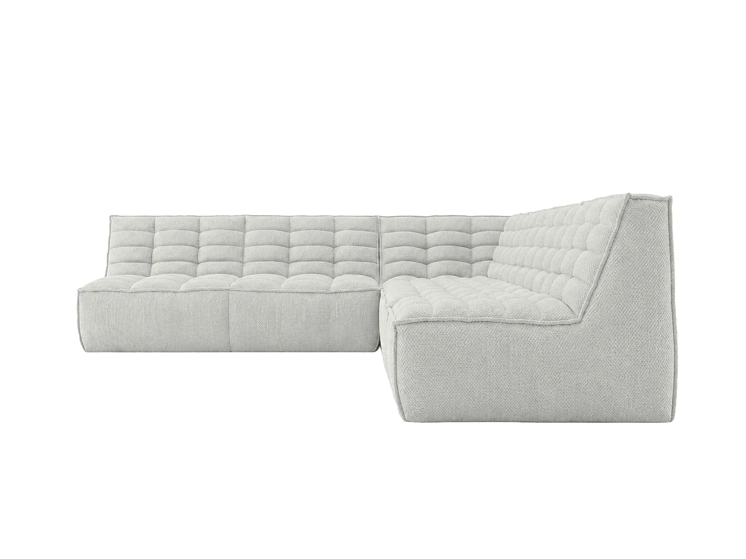 Divano angolare modulare a L, tessuto peluche Pop, bianco ghiaccio, destra, LAZY L