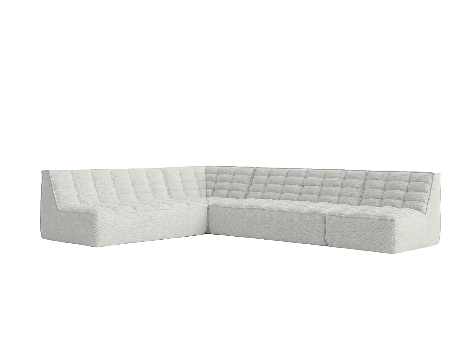 Divano angolare modulare a L, tessuto peluche Pop, bianco ghiaccio, destra, LAZY L